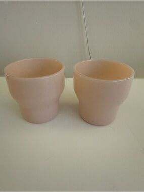 Lucie Kaas MILK Peach Pink Opal Glass Tumblers Set of 2 Scandinavian Danish